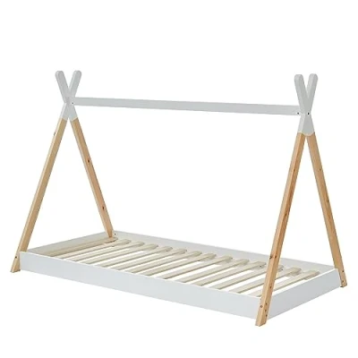 Abbildung von BAÏTA Tipibett für Kinder Montessori Tiny Massivholz Kiefer Natur 90 x 190 cm Tinytipi Natur/Weiß