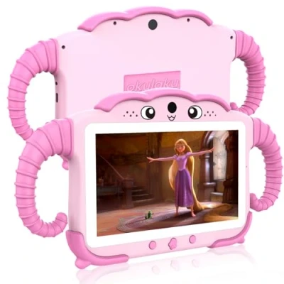 Abbildung von Kinder Tablet 7 Zoll Kids für ab 3 14 Android Kindertablet mit Hülle 2GB+32GB Kindersicherung GMS Certified Kleinkind WiFi Dual Kamera Google Play Store Mädchen Junge Rosa