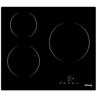 Abbildung von Glaskeramikkochfeld, IsEasy Glaskeramikkochfeld 3 platten, 60cm 5500W, Kochfeld mit Kochzonen, Elektro Autark Eingebaut Keramikkochfeld, 9 Heizstufen, Timer, Kindersicherung, Kein Stecker
