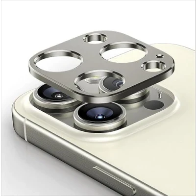 Abbildung von GIOPUEY Kamera Schutzfolie Kompatibel mit iPhone 16 Pro/16 Pro Max, [2 Pack] Metalle Schutzrahmen, [Kratzfest] Titanium