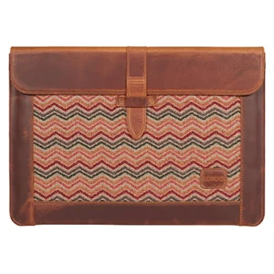 Abbildung von Londo Echtleder Tasche, Hülle für MacBook Pro 13,3 &amp; 13 Zoll und iPad 12.9 Kompatibel mit M1 and 2020 Model (Blau) (Kamel, Zoll)