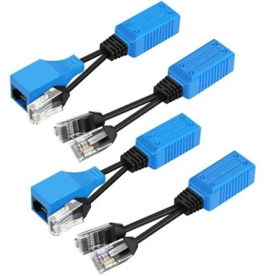 Abbildung von TNP RJ45 Splitter Kit 2 Paar, Ethernet Port Splitter, Stecker auf Buchse, UPOE Kabel, Y PoE Datenadapter, LAN Verlängerung, Cat5 Cat5e Cat6 für Überwachungskamera