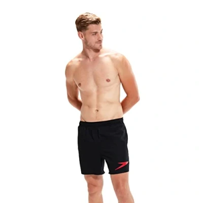 Abbildung von Speedo Herren Sport Logo 16&quot; Wassershort, Schwarz/Fed Rot, XS