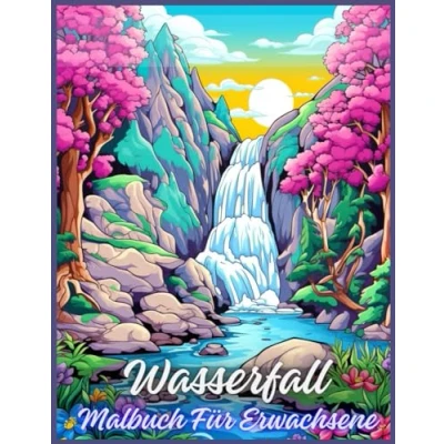 Abbildung von Wasserfall Malbuch Für Erwachsene: Genießen Sie malerische Ruhe mit diesem Anti Stress
