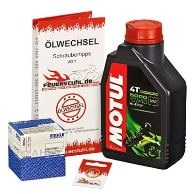 Abbildung von Motul 10W 40 Öl + Mahle Ölfilter für Kawasaki KLX 125, 10 15, LX125C Ölwechselset inkl. Motoröl, Filter, Dichtring
