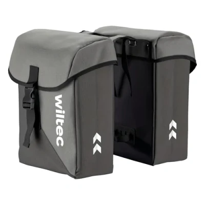 Abbildung von Wiltec Doppel Gepäckträgertasche, Fahrradtasche Gepäckträger 35 l Stauraum, wasserresistente Fahrrad Tasche, Gepäcktasche leichte Handhabung