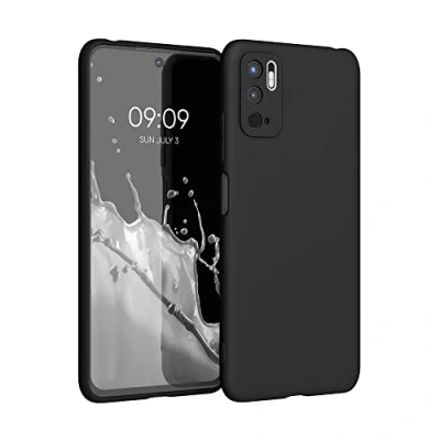 Abbildung von kwmobile Hülle kompatibel mit Xiaomi Redmi Note 10 5G weiches TPU Silikon Case Cover geeignet für kabelloses Laden Schwarz matt