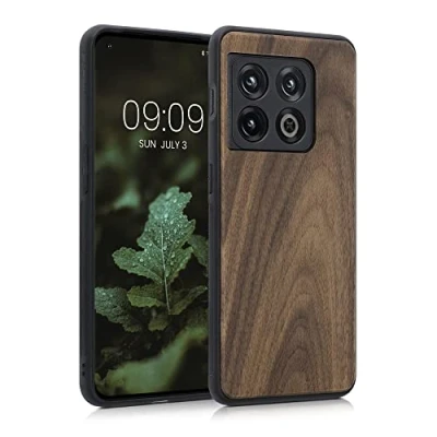 Abbildung von kwmobile Hülle kompatibel mit OnePlus 10 Pro 5G Holz Case stoßfestes Handy Cover TPU Handyhülle in Dunkelbraun
