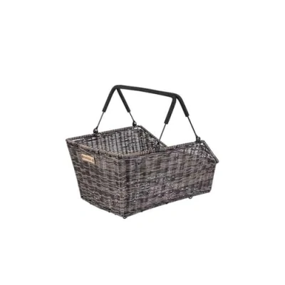 Abbildung von Basil Cento Rattan Look MIK Fahrradkorb Hinten, 22L, Seagrass, Wetterfest, inkl. abschließbarem System, Braun