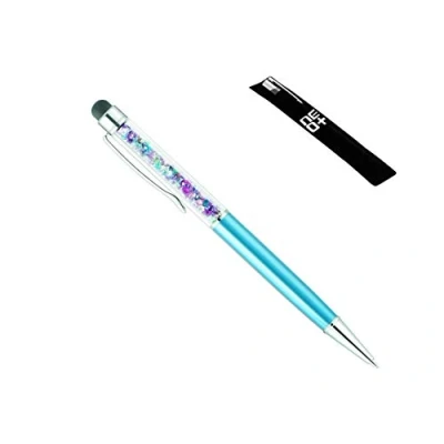 Abbildung von Hochwertiger kapazitiver 2 in 1 Touchscreen Stift und Kugelschreiber mit Kristallen. Beutel Nachfüllung enthalten (HELLBLAU Regenbogen)