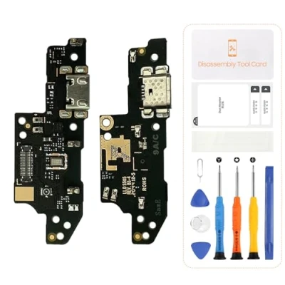 Abbildung von SRJTEK Dock Connector USB Ersatz für Xiaomi Redmi 9A Ladeanschluss 9C Kopfhöreranschluss M2006C3LG M2006C3MG Mikrofon/Audio Buchse/Antennenreparatur Sets