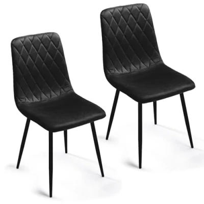 Abbildung von Esszimmerstühle 2er Set Schwarz Samt Metallbein Wohnzimmersessel Sessel Stuhl Edelstahl Küchenstuhl Schwarze Metallbeine Polyester