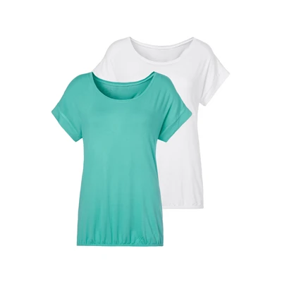 Abbildung von Lascana 2 PACK Tshirt basic, Damen, Größe: 32/34, Mint creme