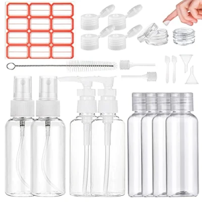 Abbildung von 21 Stück Reiseflaschen Set, 100 ml Leere Reiseflaschen, wiederverwendbares Nachfüllbare Reisebehälter, tragbare Plastikflaschen Leer Flug Flasche Set für Reisen