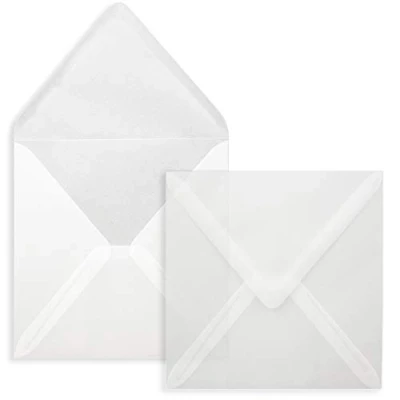 Abbildung von Quadratische Brief Umschläge ohne Fenster in Transparent Weiß 25 Stück 15 x cm Nassklebung Für Hochzeits Karten, Einladungskarten und mehr Serie FarbenFroh