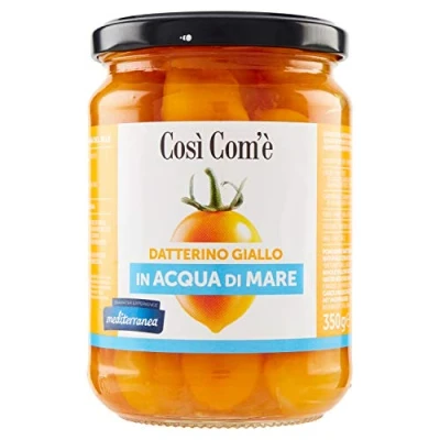 Abbildung von Così Com&#039;è Datterino Giallo,Gelbe Tomate im Meerwasser,Italienische Tomaten, 350g Glas + Italian Gourmet Polpa di Pomodoro 400g Dose
