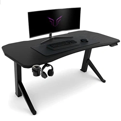 Abbildung von Ultimate Setup® Gaming Tisch höhenverstellbar elektrisch schwarz, Gamer Tisch, Schreibtisch, Desk, 160x80 cm, Room