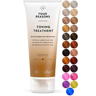 Abbildung von Four Reasons Farbmaske Tönende Pflegespülung Toffee Farben 200 ML Pigmentiertes für Hellbraunes Gefärbtes Haar