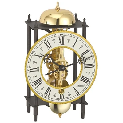Abbildung von Hermle Uhrenmanufaktur Tischuhr, Schmiedeeisen, Schwarz Gold, 24cm x 13cm 9,5cm
