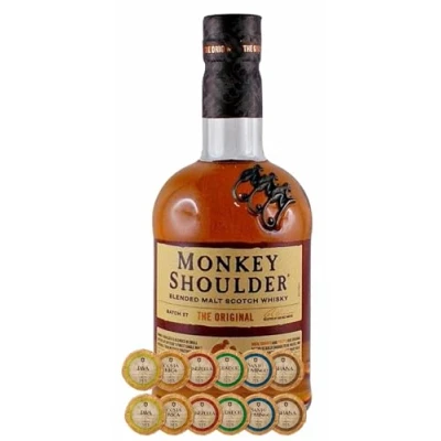 Abbildung von Monkey Shoulder Blended Malt Whisky + 12 Edelschokoladen in 6 Sorten