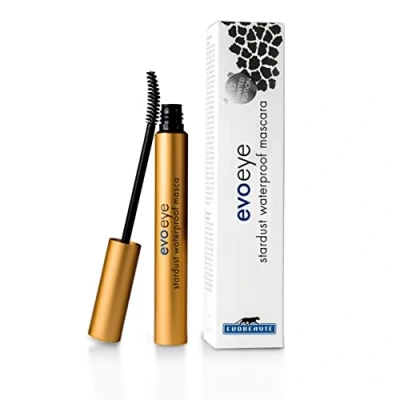 Abbildung von EVOBEAUTÉ evoeye Stardust waterproof Mascara 6 ml I wasserfeste mit Diamantstaub Augen Make up für maximales Volumen in brillantschwarz