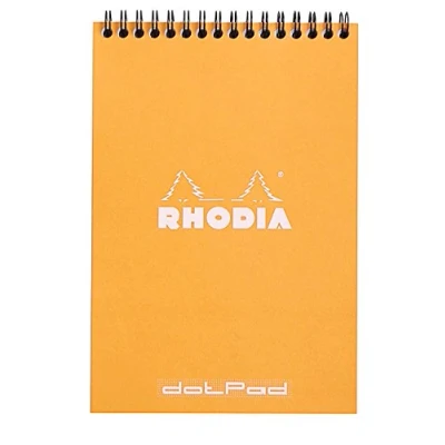 Abbildung von Rhodia 16503C Notizblock Note Pad (mit Doppelspirale, DIN A5, Dot Grid, 80 g, 14.8 x 21 cm, Blatt) 1 Stück orange