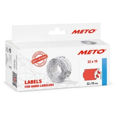 Abbildung von Meto Etiketten für Handauszeichner (32x19 mm, 2 zeilig,fluor rot, 5.000 Stück, permanent haftend, Meto, Contact, Sato, Avery, Tovel, Samark etc.)