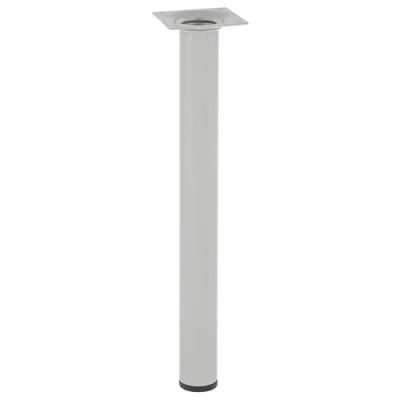 Abbildung von WAGNER Möbelbein/Tischbein/Möbelfuß Classic Retro Ø 30 x 300 mm, integrierte Anschraubplatte 60 Innengewinde 10 Stahl pulverbeschichtet Aluminium Silber 12123001