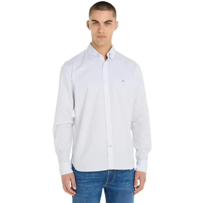 Abbildung von Tommy Hilfiger FLEX MINI Shirt Hemd, Herren, Größe: Small, Optic white/desert sky