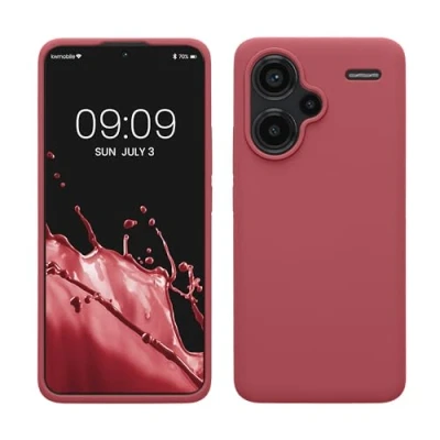 Abbildung von kwmobile Hülle kompatibel mit Xiaomi Redmi Note 13 Pro+ 5G / Pro Plus Silikon Handy Case Handyhülle weiche Oberfläche kabelloses Laden Dark Rose