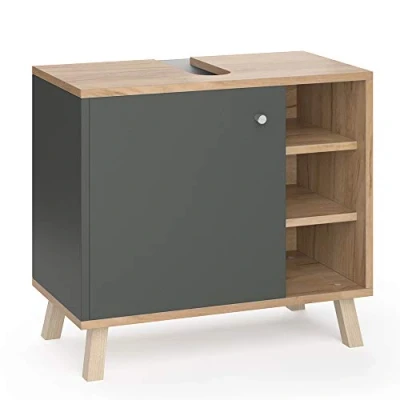 Abbildung von Vicco Waschbeckenunterschrank Senyo, Anthrazit/Goldkraft Eiche, 60 x 54 cm