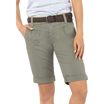 Abbildung von FRESH MADE Damen Bermuda Shorts im Chino Style mit Gürtel Green XXL