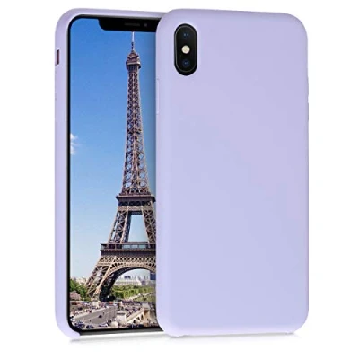 Abbildung von kwmobile Hülle kompatibel mit Apple iPhone XS Max Silikon Handy Case Handyhülle weiche Oberfläche kabelloses Laden Pastell Lavendel