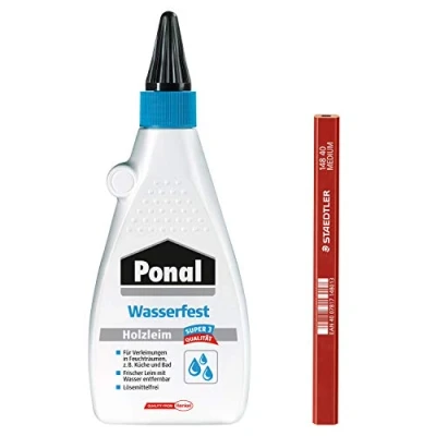 Abbildung von Ponal Holzleim für wasserfeste Montage , Fugen und Flächenverleimungen, Spar Set mit 550g einem hochwertigen Zimmermans Bleistift, 9HPN10SP1X
