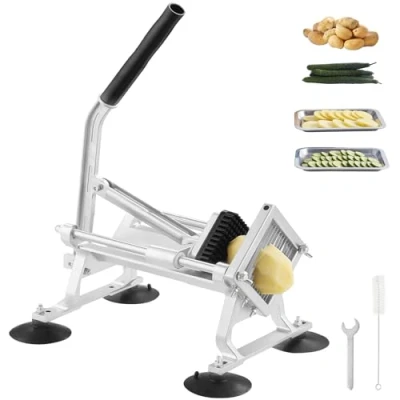 Abbildung von VEVOR Kommerzieller Gemüseschneider, 1/4 Zoll Obstschneider, Gemüseschneider aus Edelstahl &amp; Aluminiumlegierung, Manueller für Radieschen, Zwiebeln, Kartoffeln, Zitronen
