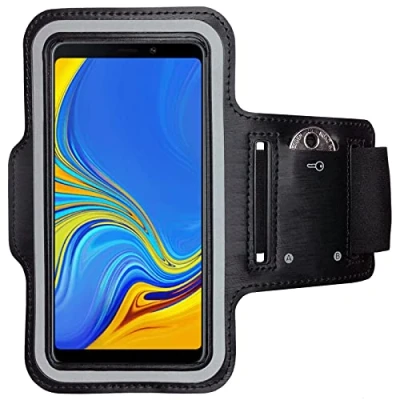 Abbildung von CoverKingz Sportarmband für Samsung Galaxy A9 (2018) Armtasche mit Schlüsselfach Sport Laufarmband Handy Armband Schwarz