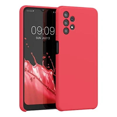 Abbildung von kwmobile Hülle kompatibel mit Samsung Galaxy A32 5G Silikon Handy Case Handyhülle weiche Oberfläche kabelloses Laden Awesome Pink