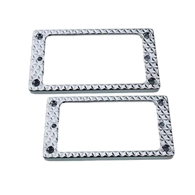 Abbildung von Guyker Flache Humbucker Abdeckung, Tonabnehmer Befestigungsring Set Steghals, Tonabnehmerrahmen, Ersatzteil für E Gitarre oder Präzisions Bass (2 Stück, PR009 Chrom)