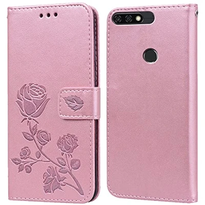 Abbildung von PKQTOP Hülle für Huawei Y7 2018/Honor 7C/Y7 Prime 2018 Handyhülle,Klappbar Tasche Case,Standfunktion,Kartenfach,Silikon Bumper,Stoßfeste Schutzhülle Cover