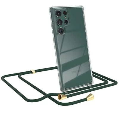 Abbildung von EAZY CASE Handykette kompatibel mit Samsung Galaxy S22 Ultra 5G Handyhülle Umhängeband, Handykordel Schutzhülle, Silikonhülle, Hülle, Stylische Kette für Smartphone, Grün