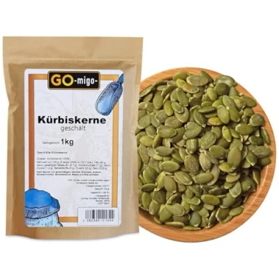 Abbildung von 1kg Kürbiskerne geschält grün natur Kürbis Kerne Kuerbiskerne Premiumqualität