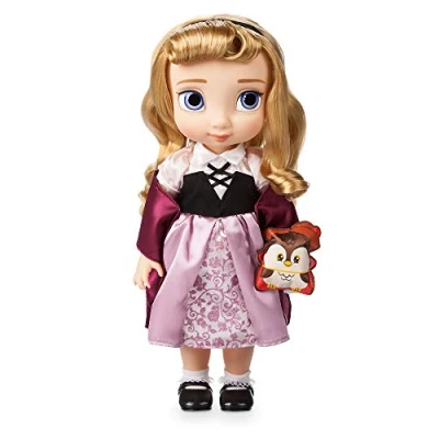 Abbildung von Disney Store Dornröschen aus der Animator Collection, 39 cm / 15&quot;, echt wirkendes Haar und Outfit, mit Eulen Plüschtier Satin, Sammelpuppe geeignet für Kinder ab 3 Jahren