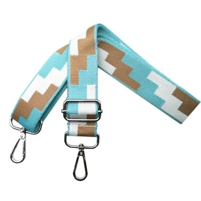 Abbildung von Taschengurte zum Wechseln Verstellbarer Schultergurt für Taschen, Taschengurt Breit 3.8 cm Schulterriemen mit Silber Karabiner Damen Tragegurt Schultertasche und Handtaschen, Hellblau, J11