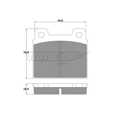 Abbildung von TOMEX brakes TX 10 181 Bremsbelagsatz Vorderachse VOLKSWAGEN: TRANSPORTER 3 Kasten, Bus, 2 PORSCHE: 911 Targa