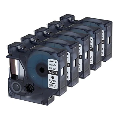 Abbildung von 5x Oozmas kompatibel mit Dymo Etikettenband d1 9mm x 7m Weiß Beschriftungsband als Ersatz für 40913 s0720680, LabelManager 160 210D 260P 280 360D 420P Beschriftungsgerät