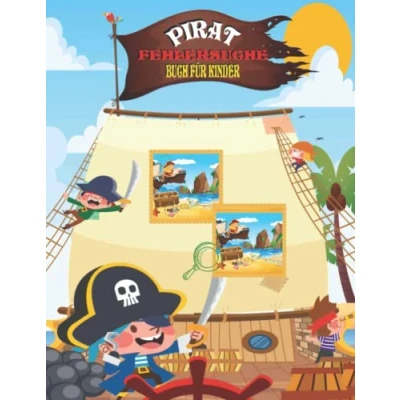 Abbildung von Pirat Fehlersuche Buch für Kinder: Finde die Unterschiede Kinder, Lernspiele zur Verbesserung der Konzentration, Lernspielbuch Kinder im Alter von 5 6 7 8, Bilderrätsel.