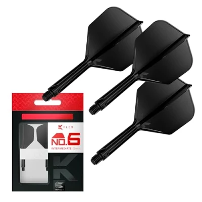 Abbildung von Target Darts K Flex Integrated Dart Flights and Shafts, Nr.6 Schwarz (Mittelstufe) 3er Pack No6, Kflex All In One Moulded Flight &amp; Stem Professionelles Zubehör