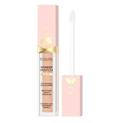 Abbildung von Eveline Cosmetics Wonder Match Illuminating Concealer Nr. 20 Feuchtigkeitsspendende &amp; Aufhellende Formel mit Hyaluronsäure, Niacinamid Vitamin C, SPF 25, Lang anhaltendes veganes Make up