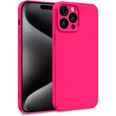 Abbildung von MyGadget Silikon Hülle kompatibel mit Apple iPhone 15 Pro Max Zweilagige Handyhülle Kameraschutz Cover Innenfutter &amp; außen Pink