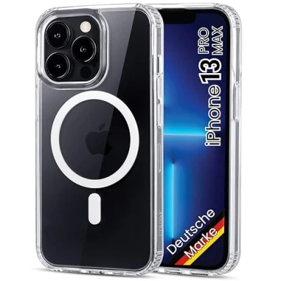 Abbildung von JProtect Magnetische Handyhülle für iPhone 13 Pro Max MagSafe Hülle/iPhone Hülle Transparent/Apple Magnet/Hülle Magnetisch